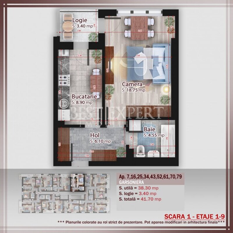 Garsoniera ideal investitie, 600 m STB,